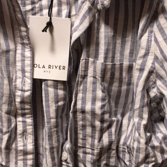 Ladies Lola River Striped Button Up Blouse. NWT. Size XL - Picture 2 of 5